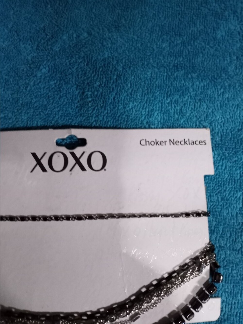 XOXO Silver-Tone Layered Choker Necklace with Clear Crystals - Picture 3 of 3